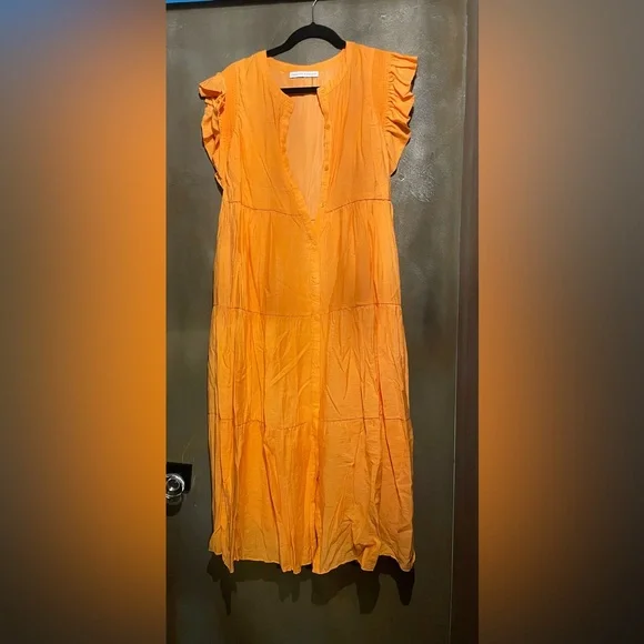 English Factory Vibrant Orange Midi Dress - Picture 3 of 5